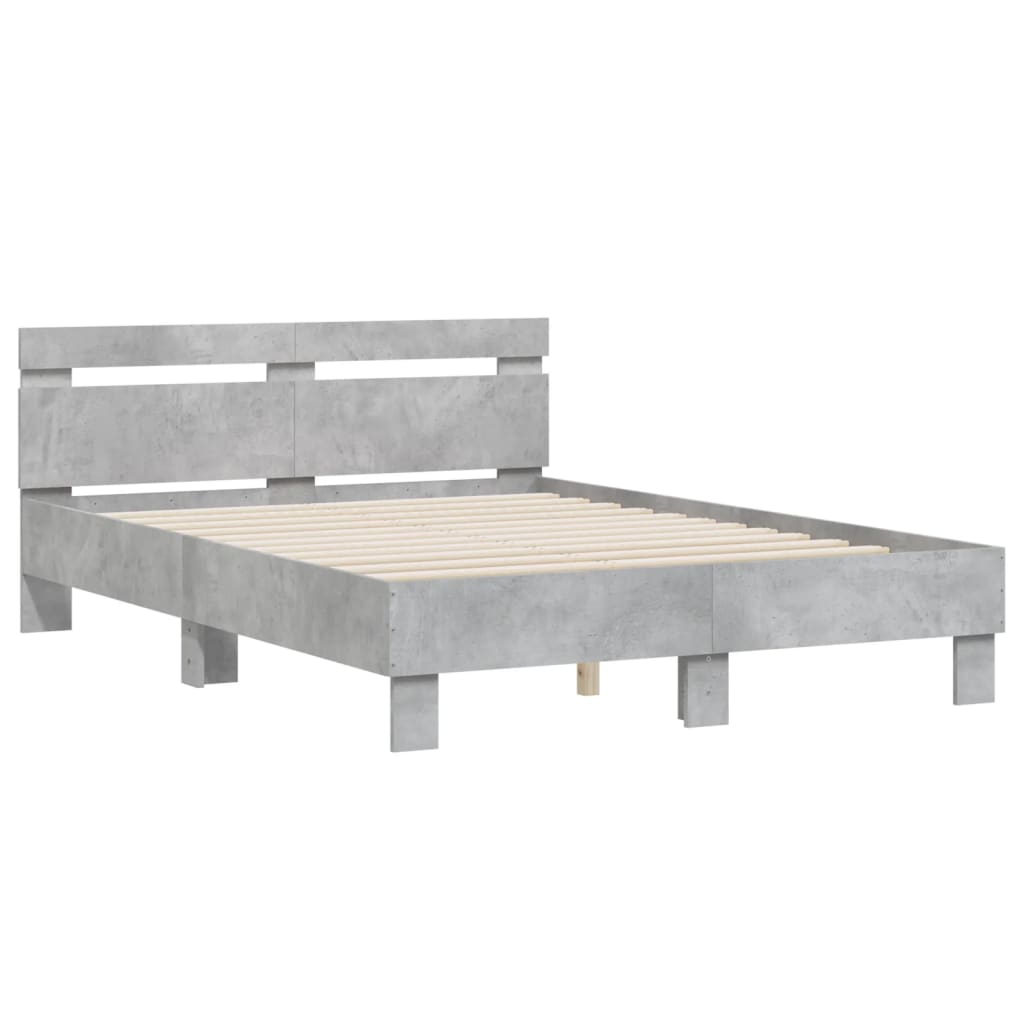 Cadre de lit sans matelas gris béton 135x190 cm - XIOS