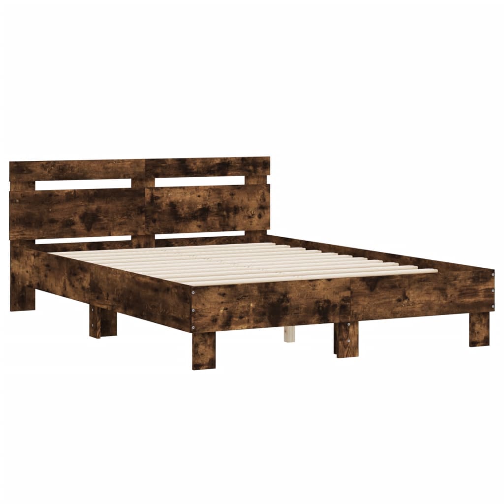 Cadre de lit sans matelas chêne fumé 135x190 cm - XIOS