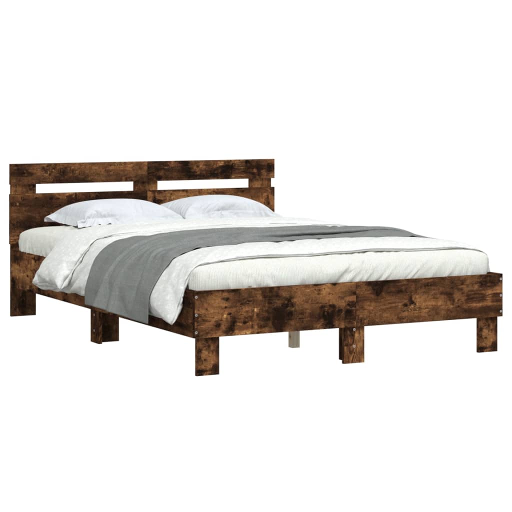 Cadre de lit sans matelas chêne fumé 135x190 cm - XIOS