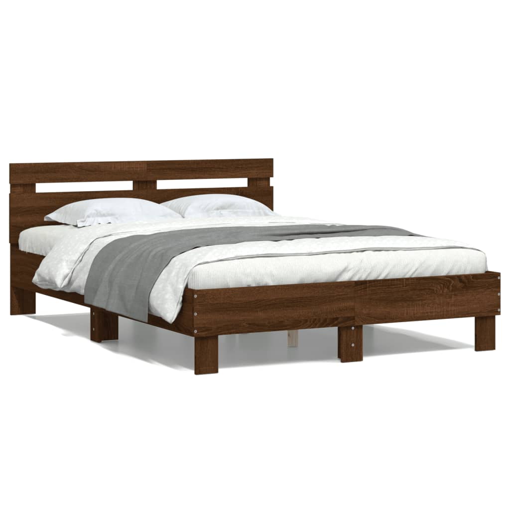 Cadre de lit sans matelas chêne marron 135x190 cm - XIOS