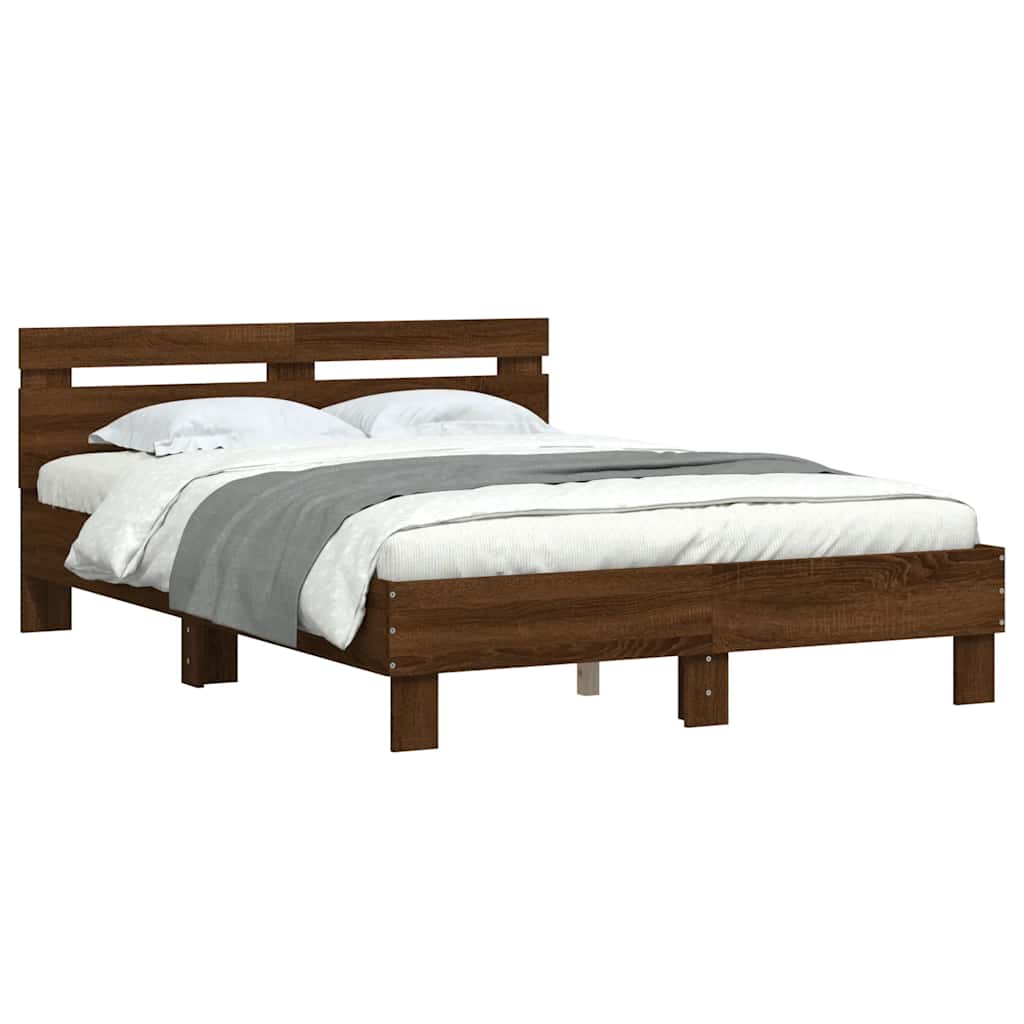 Cadre de lit sans matelas chêne marron 135x190 cm - XIOS