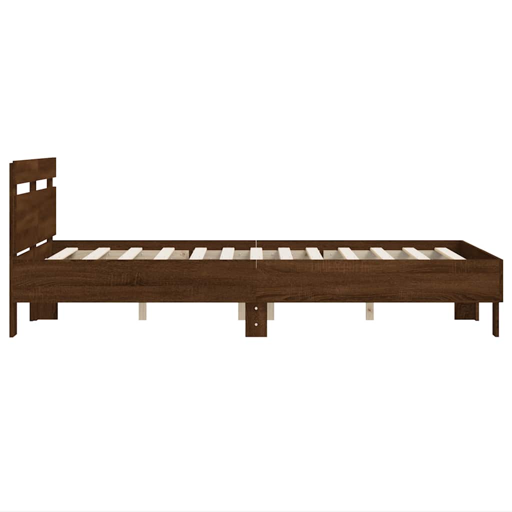 Cadre de lit sans matelas chêne marron 135x190 cm - XIOS