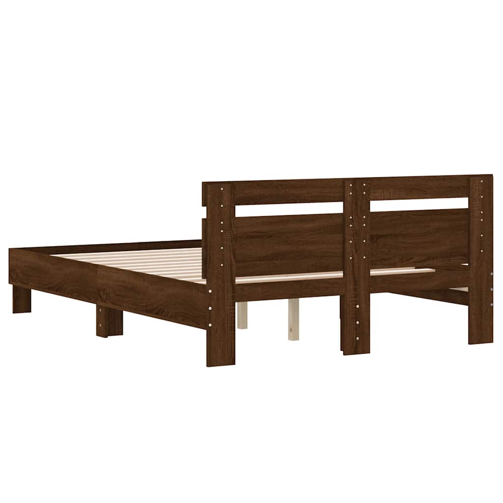 Cadre de lit sans matelas chêne marron 135x190 cm - XIOS