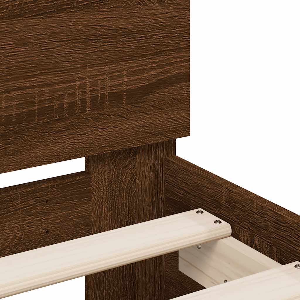 Cadre de lit sans matelas chêne marron 135x190 cm - XIOS