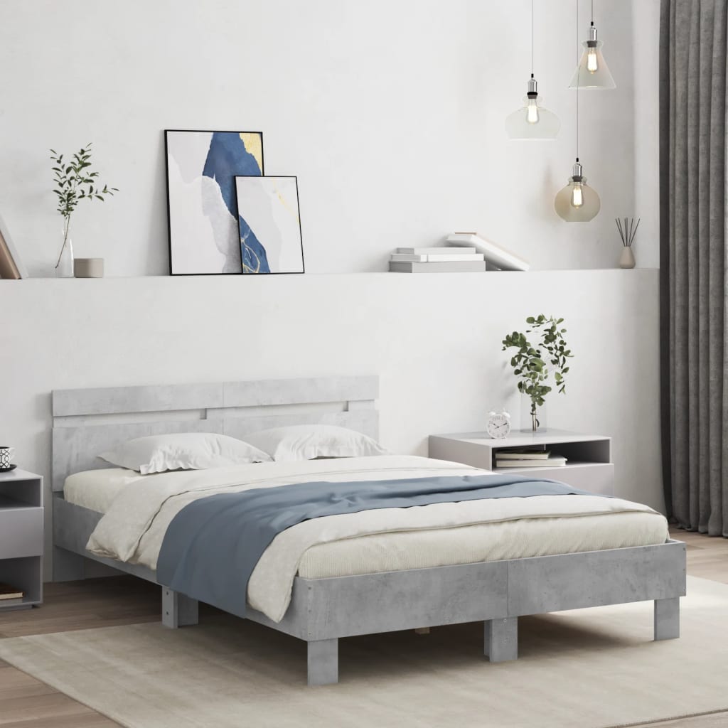 Cadre de lit sans matelas gris béton 120x190 cm - XIOS