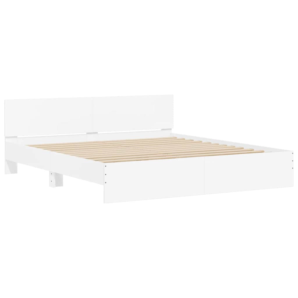 Cadre de lit sans matelas blanc 200x200 cm
