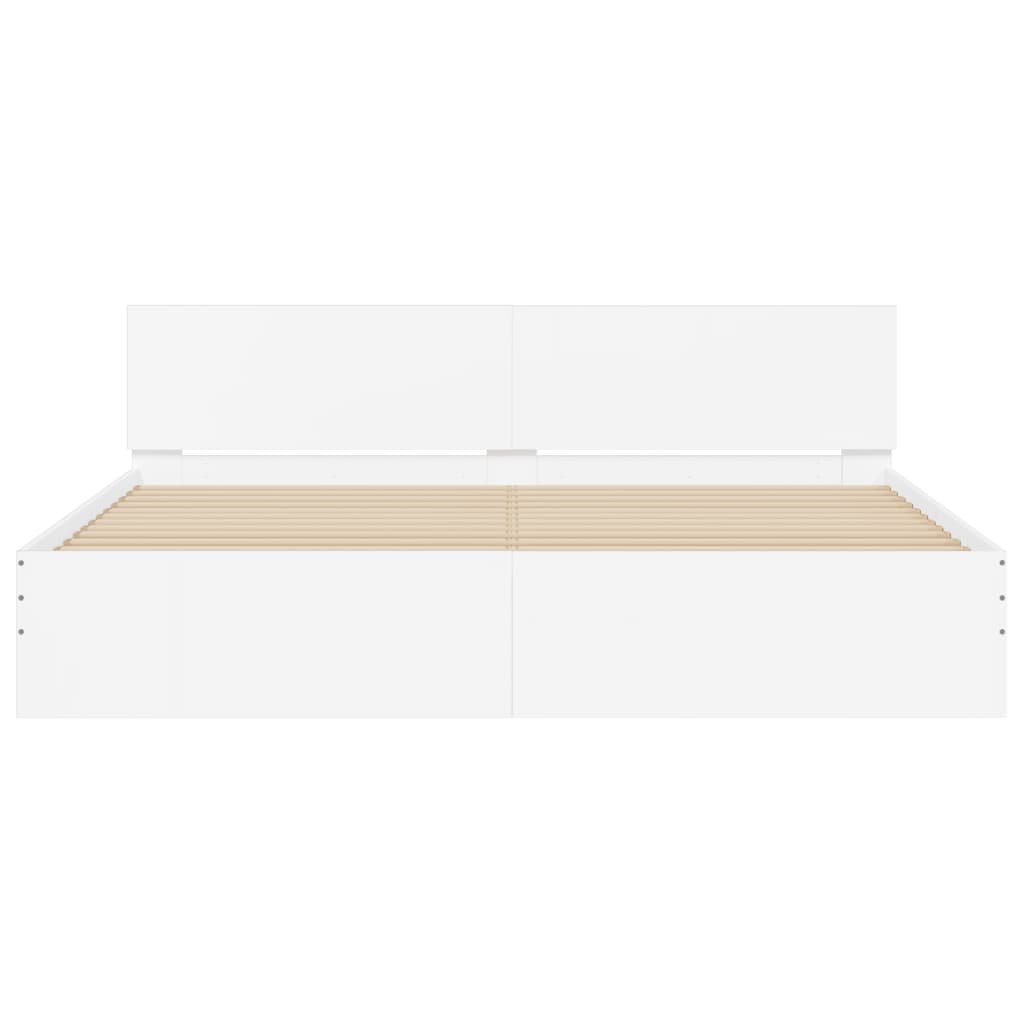 Cadre de lit sans matelas blanc 200x200 cm