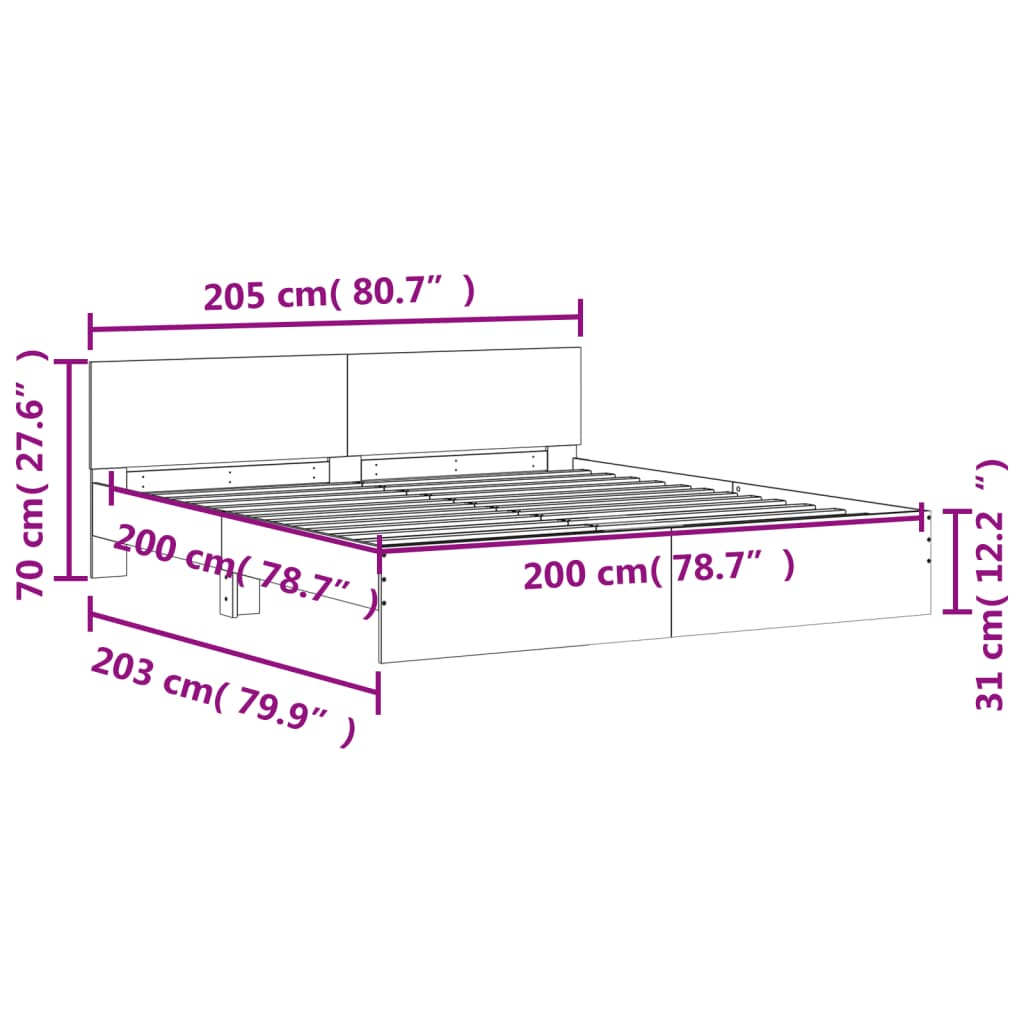 Cadre de lit sans matelas noir 200x200 cm - XIOS