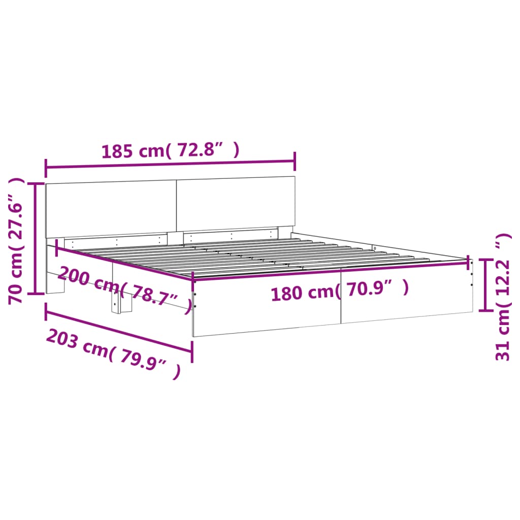 Cadre de lit sans matelas noir 180x200 cm - XIOS
