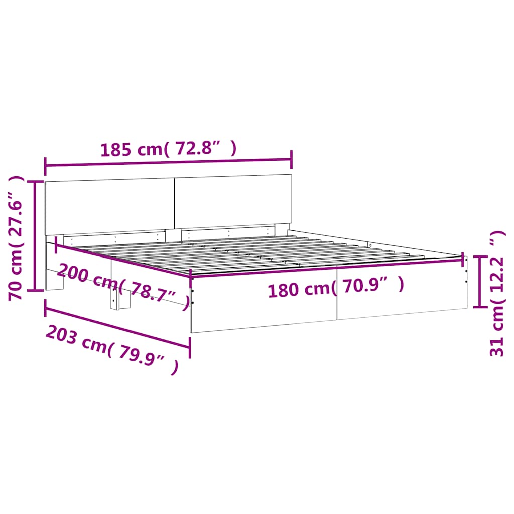 Cadre de lit sans matelas chêne sonoma 180x200 cm - XIOS
