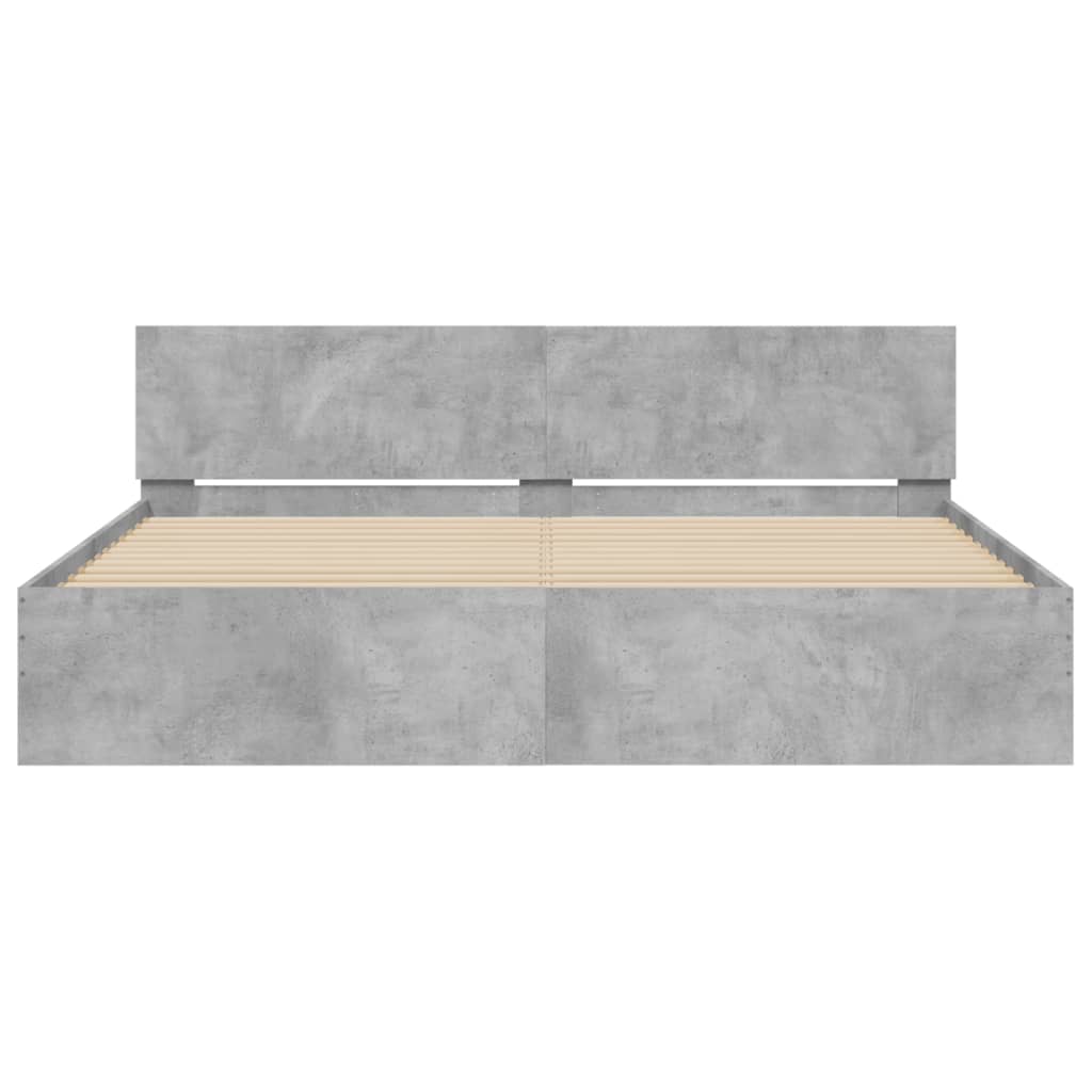 Cadre de lit sans matelas gris béton 180x200 cm - XIOS