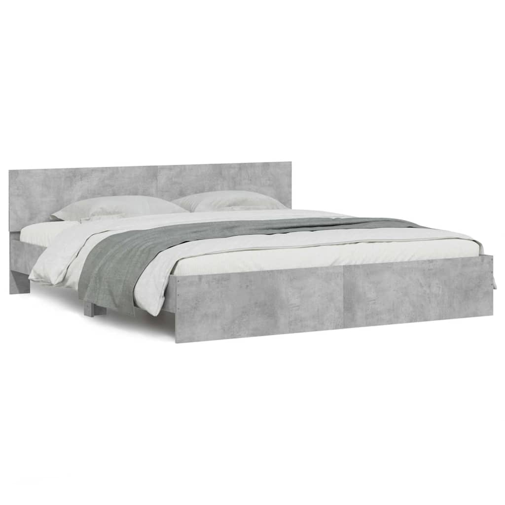 Cadre de lit sans matelas gris béton 160x200 cm - XIOS