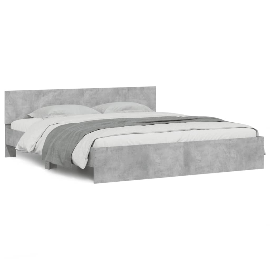 Cadre de lit sans matelas gris béton 160x200 cm - XIOS