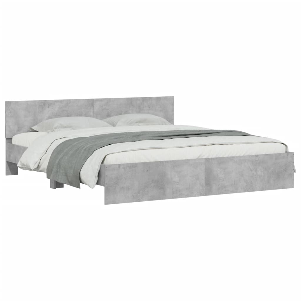 Cadre de lit sans matelas gris béton 160x200 cm - XIOS