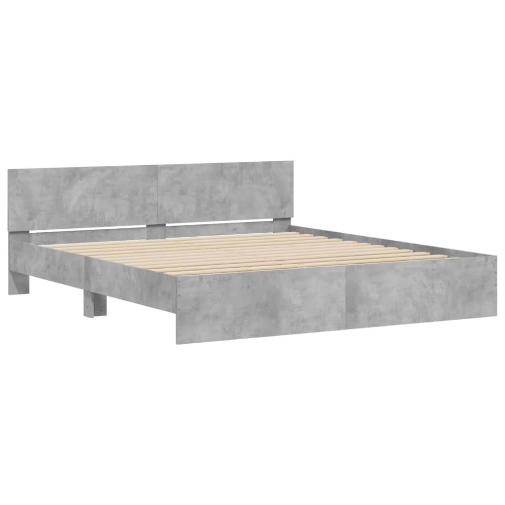 Cadre de lit sans matelas gris béton 160x200 cm - XIOS