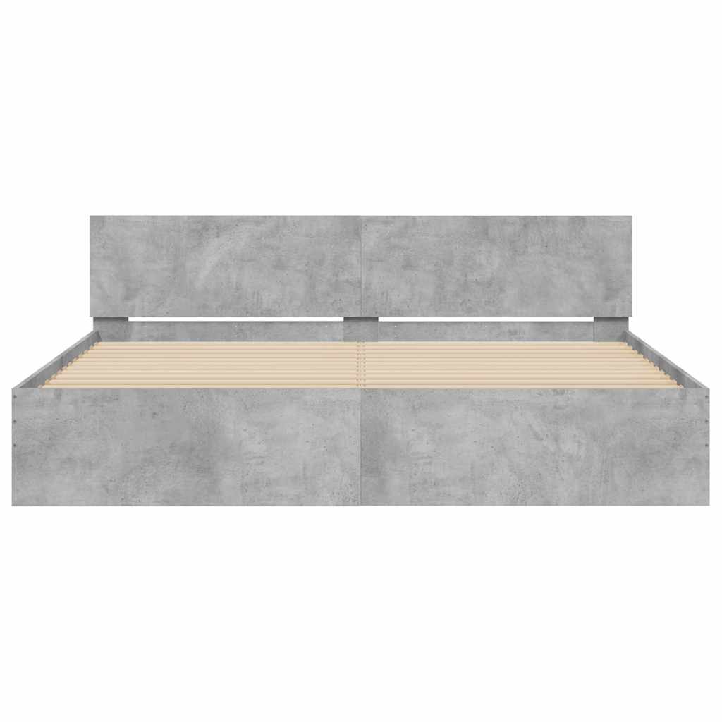 Cadre de lit sans matelas gris béton 160x200 cm - XIOS