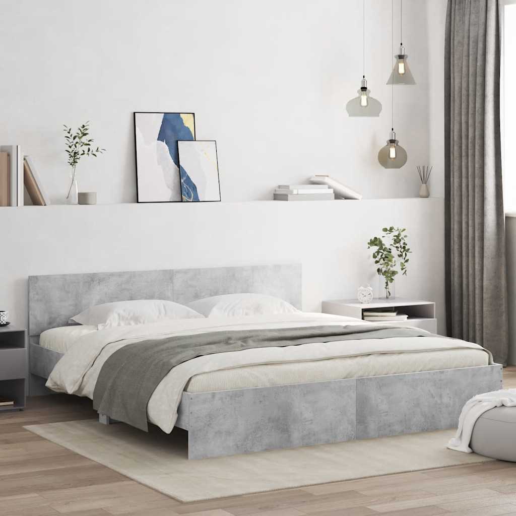Cadre de lit sans matelas gris béton 160x200 cm - XIOS