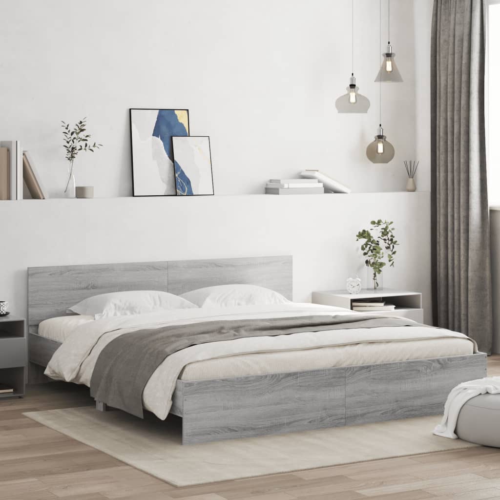 Cadre de lit sans matelas sonoma gris 160x200 cm - XIOS