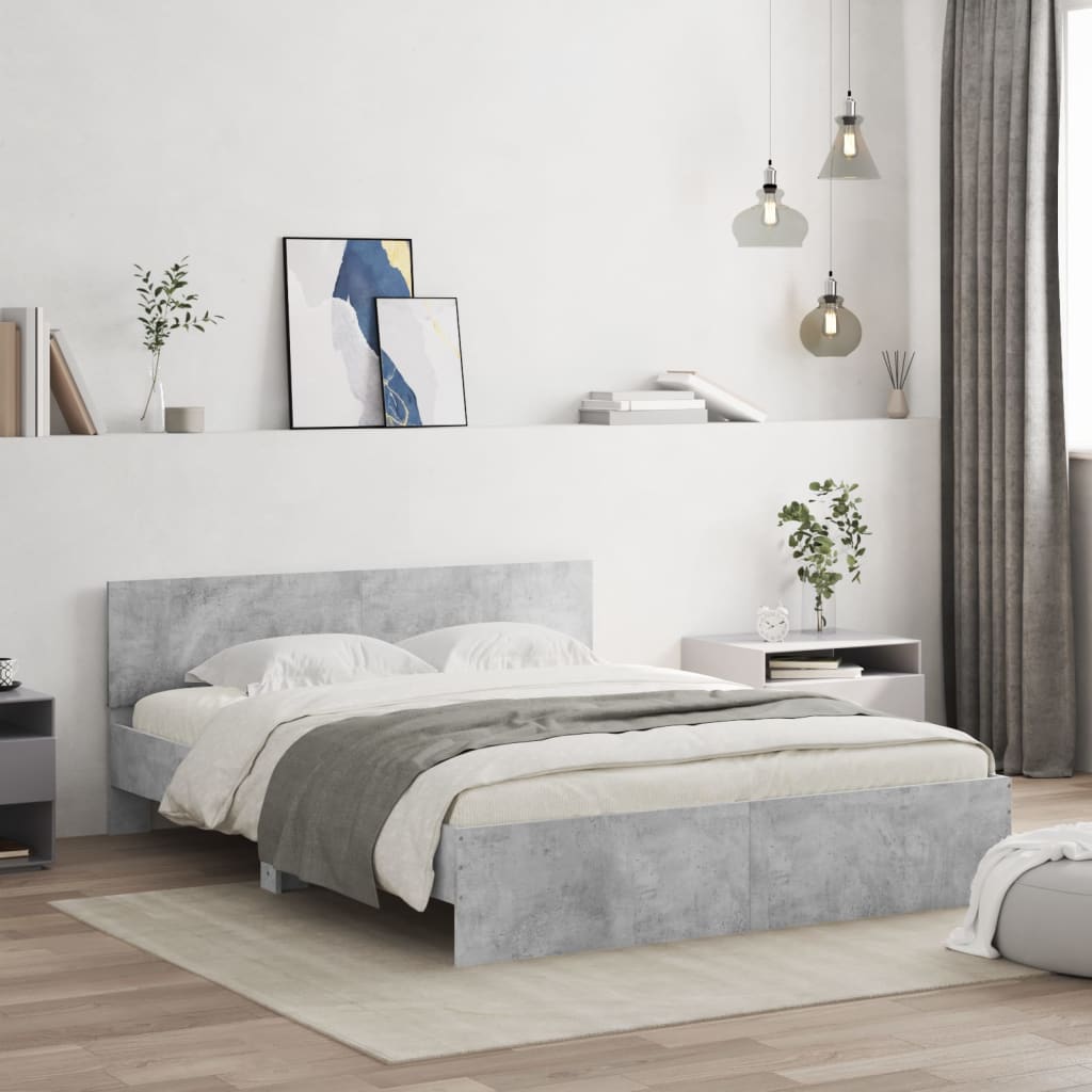 Cadre de lit sans matelas gris béton 140x200 cm - XIOS