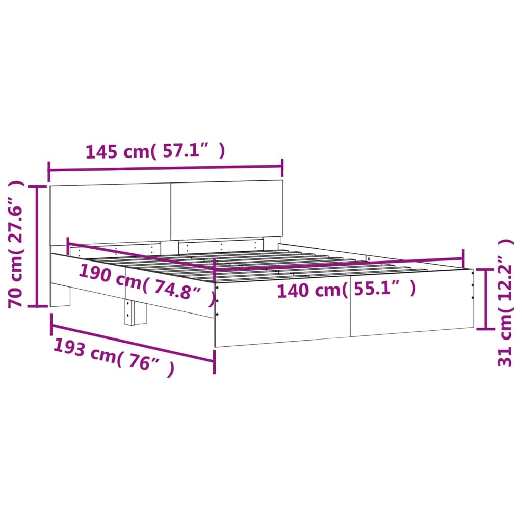 Cadre de lit sans matelas blanc 140x190 cm - XIOS