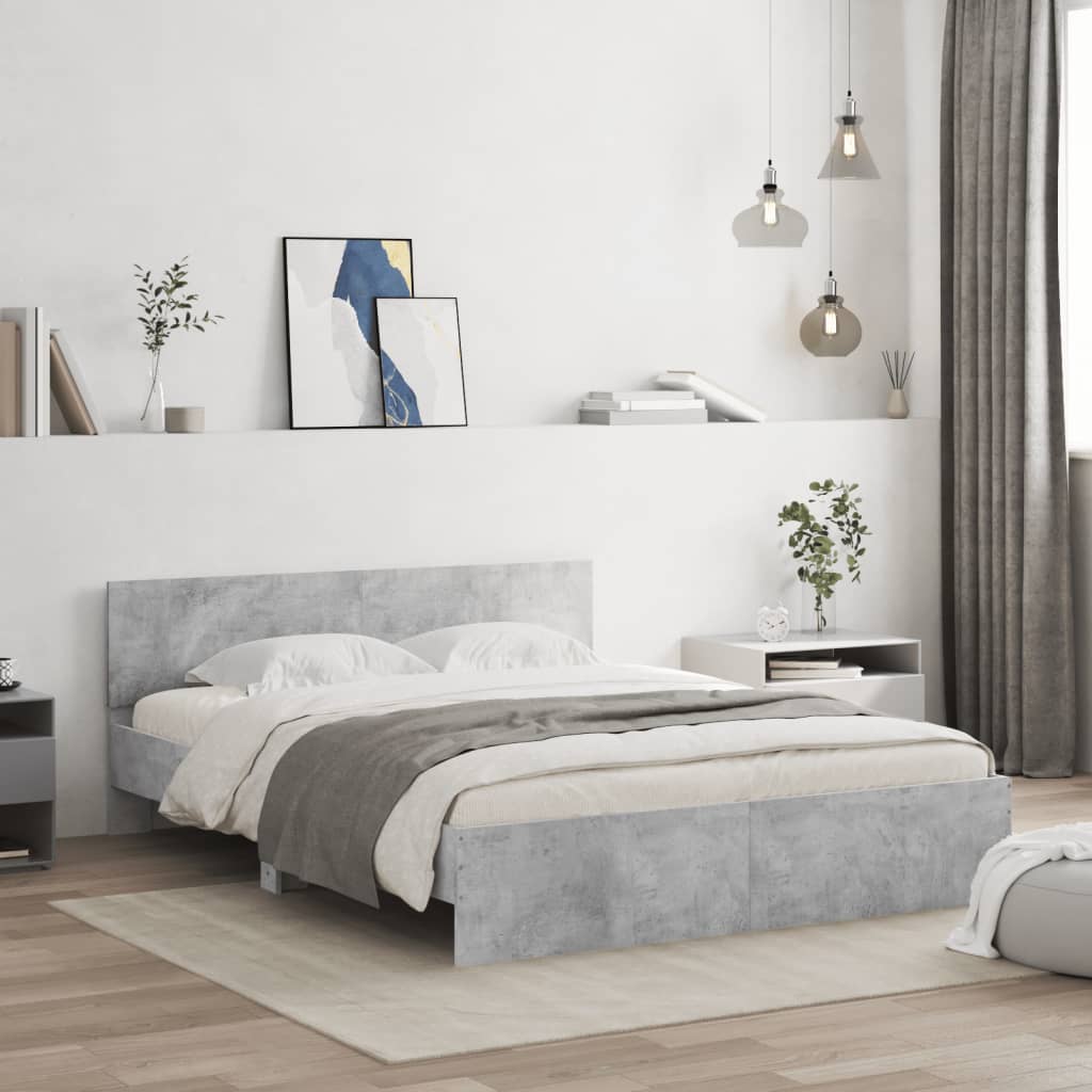 Cadre de lit sans matelas gris béton 140x190 cm - XIOS