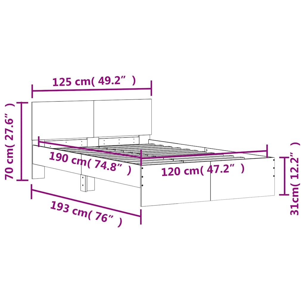 Cadre de lit sans matelas chêne fumé 120x190 cm - XIOS