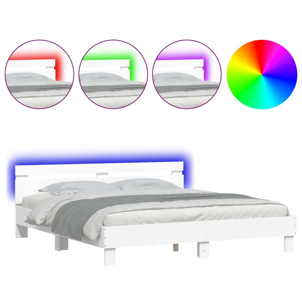 Cadre de lit avec LED sans matelas blanc 200x200 cm - XIOS