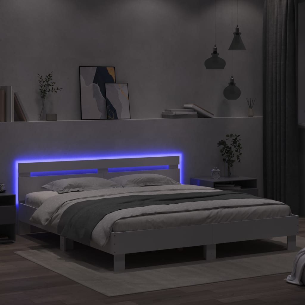 Cadre de lit avec LED sans matelas blanc 200x200 cm - XIOS
