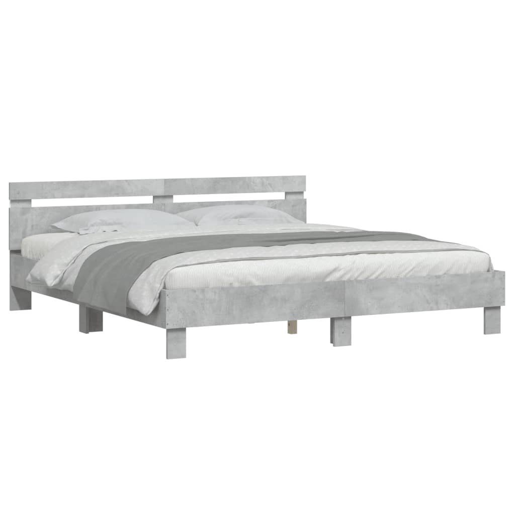 Cadre de lit avec LED sans matelas gris béton 200x200 cm - XIOS