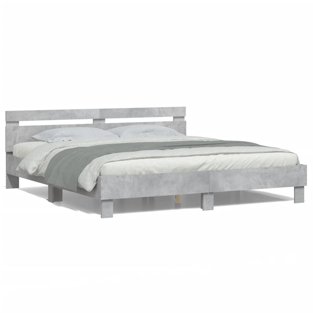 Cadre de lit avec LED sans matelas gris béton 200x200 cm - XIOS
