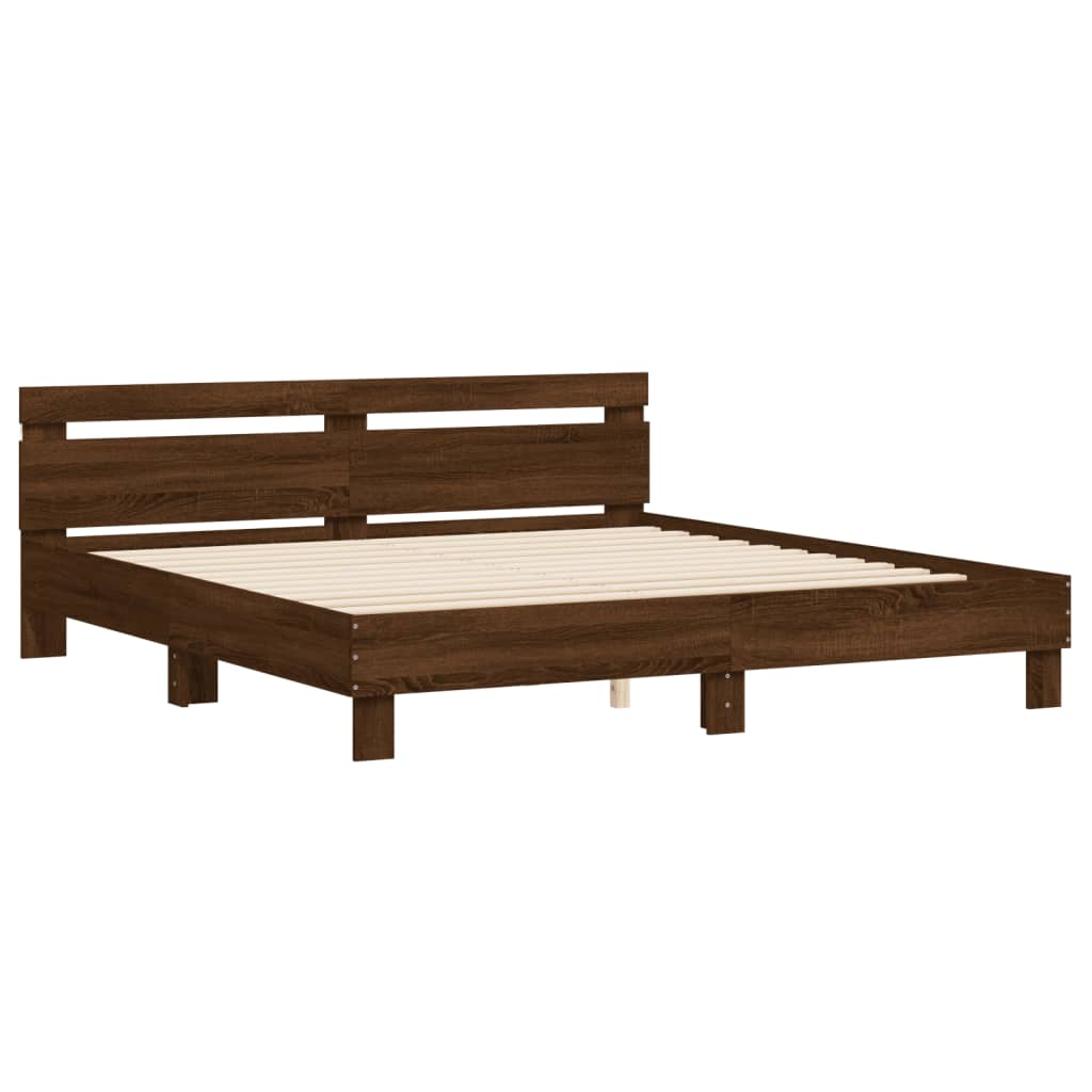 Cadre de lit avec LED sans matelas chêne marron 200x200 cm - XIOS