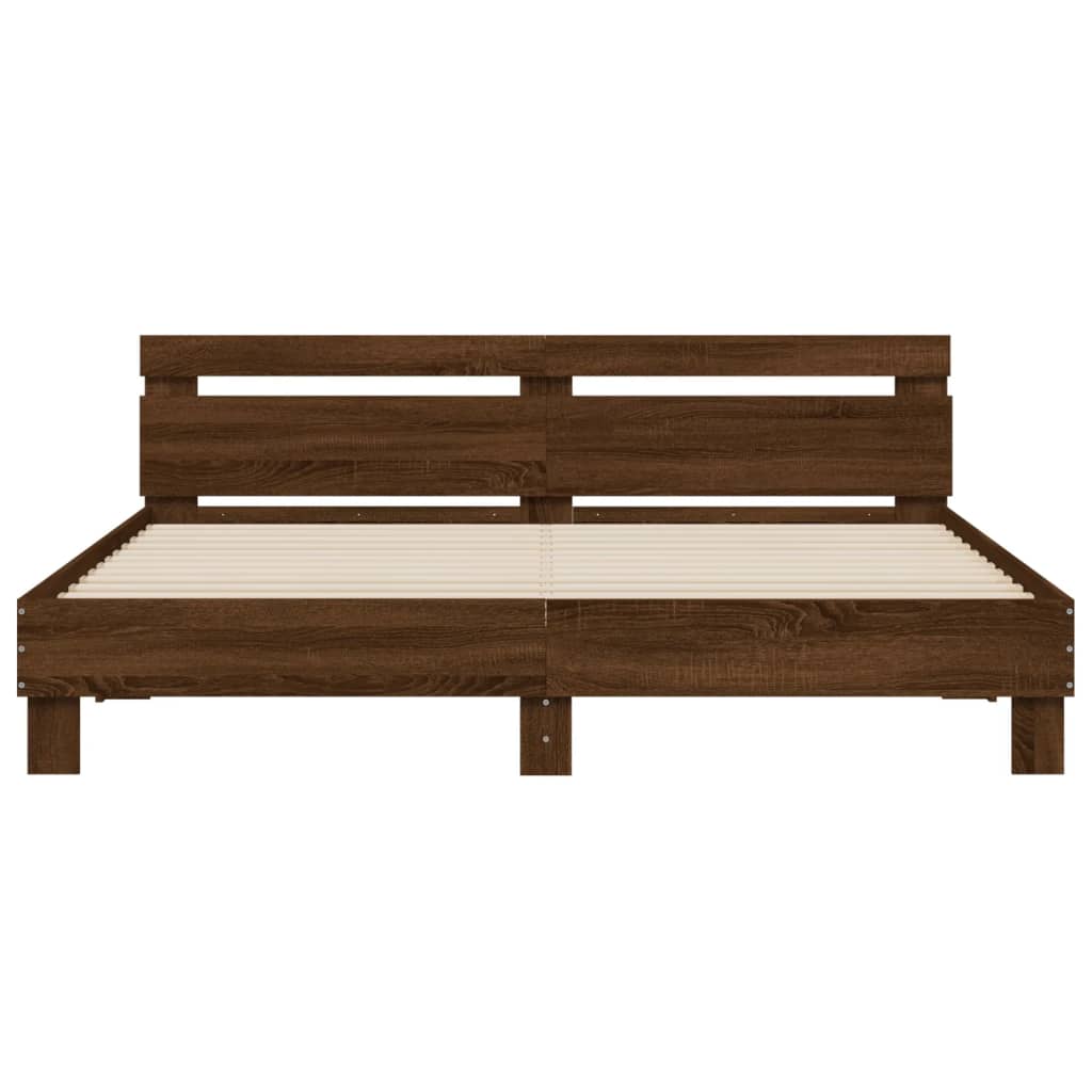 Cadre de lit avec LED sans matelas chêne marron 200x200 cm - XIOS