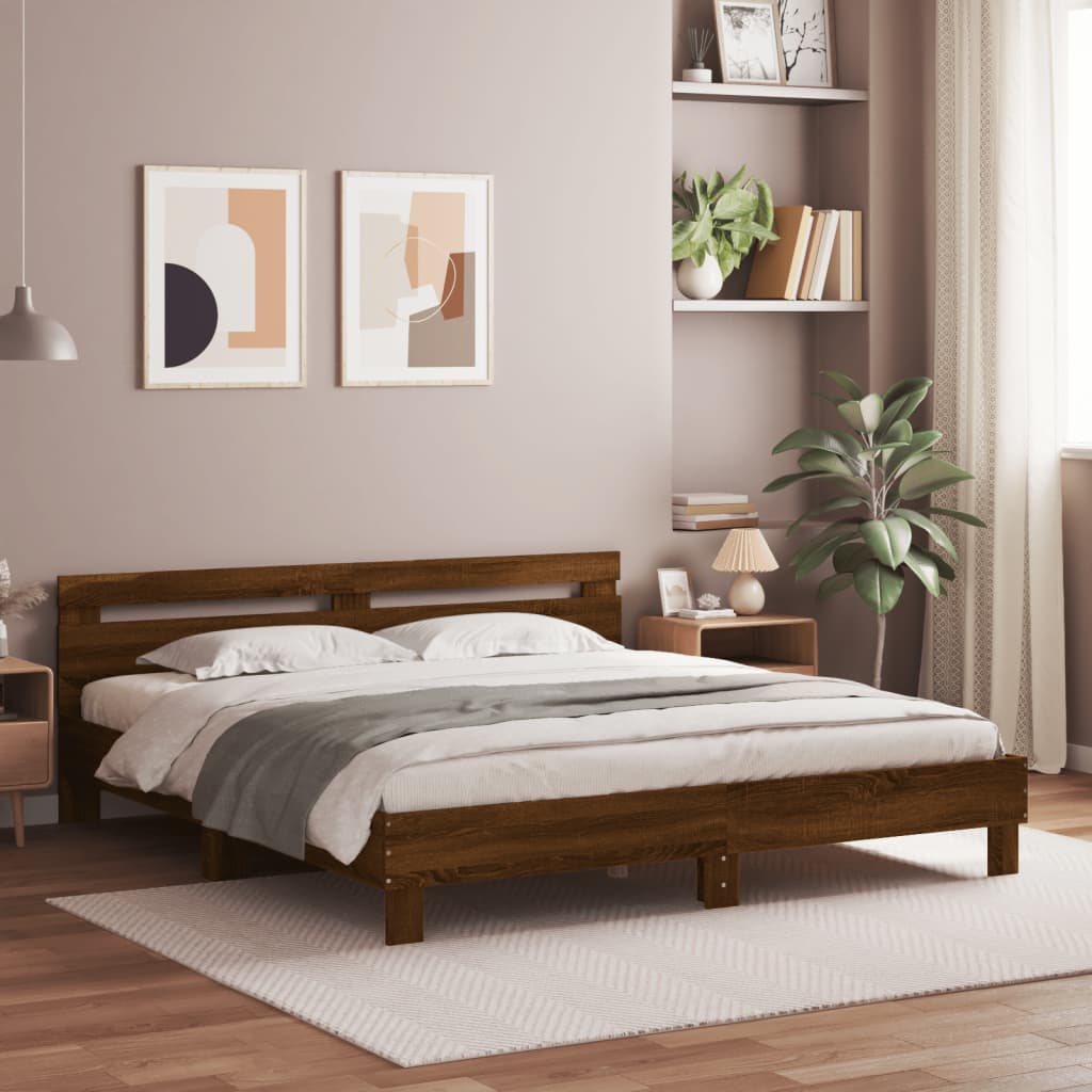 Cadre de lit avec LED sans matelas chêne marron 200x200 cm - XIOS