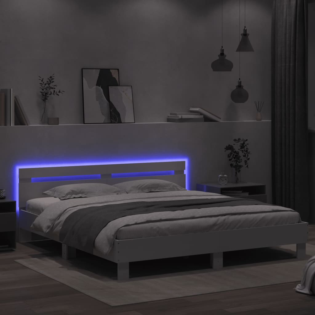 Cadre de lit avec LED sans matelas blanc 180x200 cm - XIOS