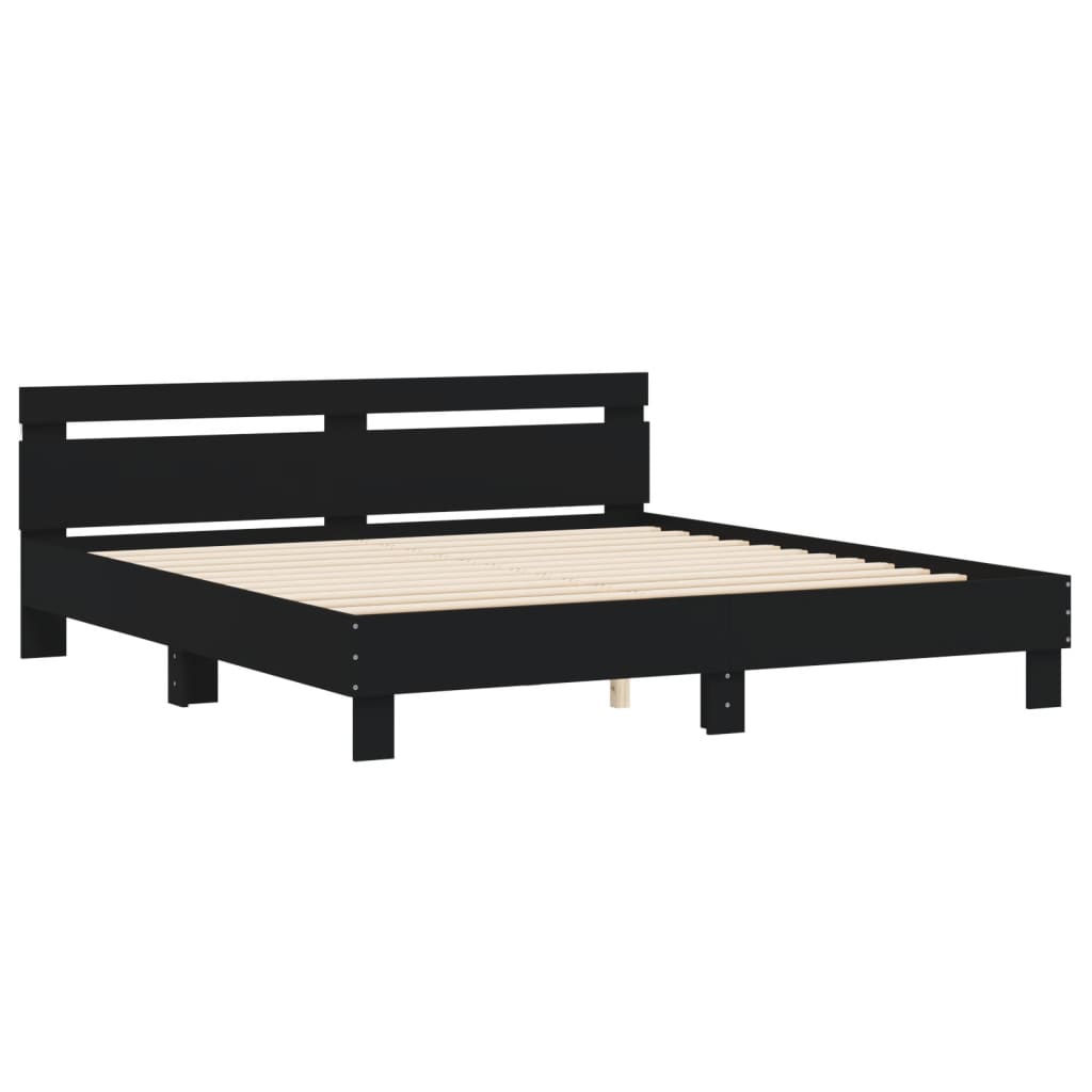 Cadre de lit avec LED sans matelas noir 180x200 cm - XIOS