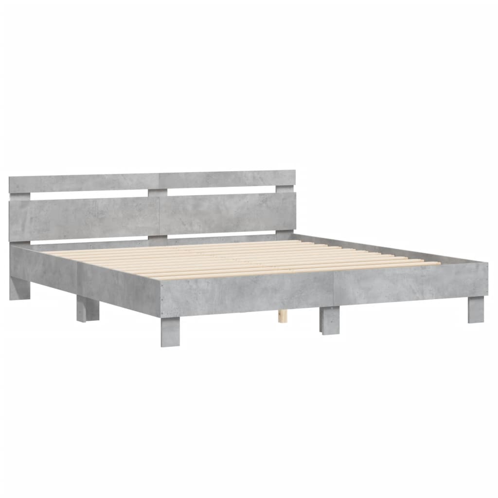 Cadre de lit avec LED sans matelas gris béton 180x200 cm - XIOS