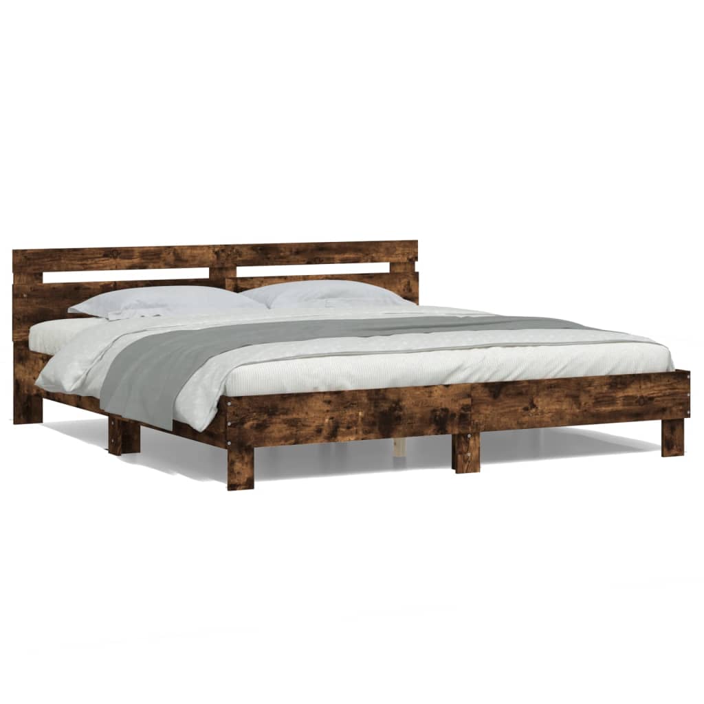 Cadre de lit avec LED sans matelas chêne fumé 180x200 cm - XIOS