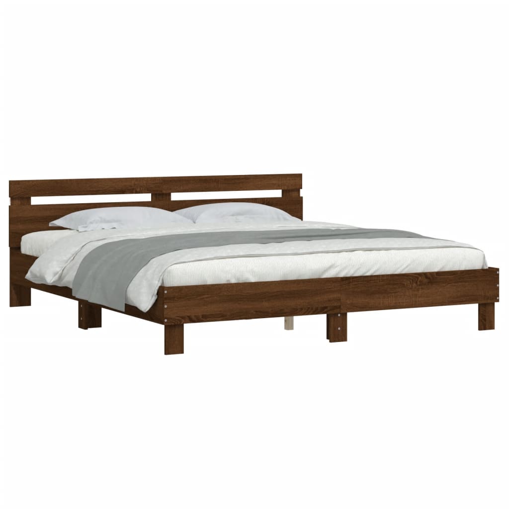 Cadre de lit avec LED sans matelas chêne marron 180x200 cm - XIOS
