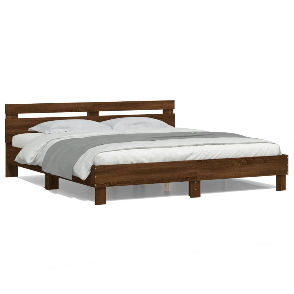 Cadre de lit avec LED sans matelas chêne marron 180x200 cm - XIOS