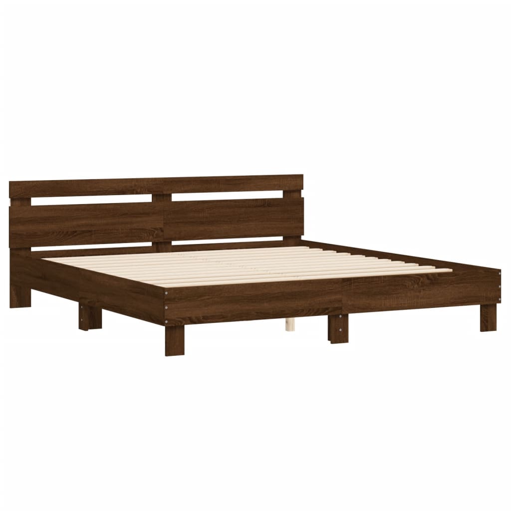 Cadre de lit avec LED sans matelas chêne marron 180x200 cm - XIOS