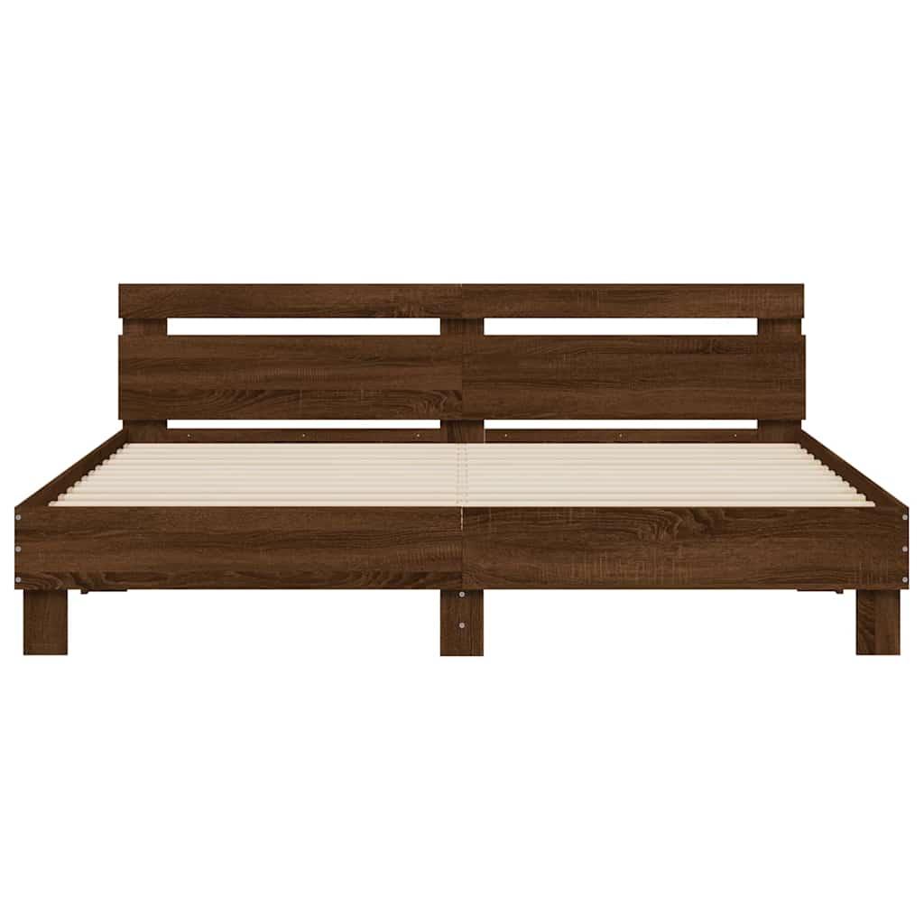Cadre de lit avec LED sans matelas chêne marron 180x200 cm - XIOS