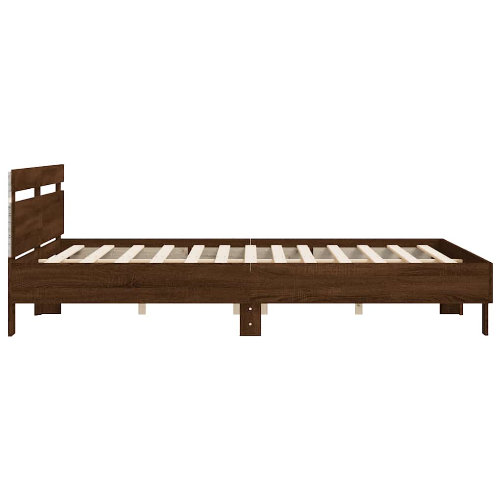 Cadre de lit avec LED sans matelas chêne marron 180x200 cm - XIOS