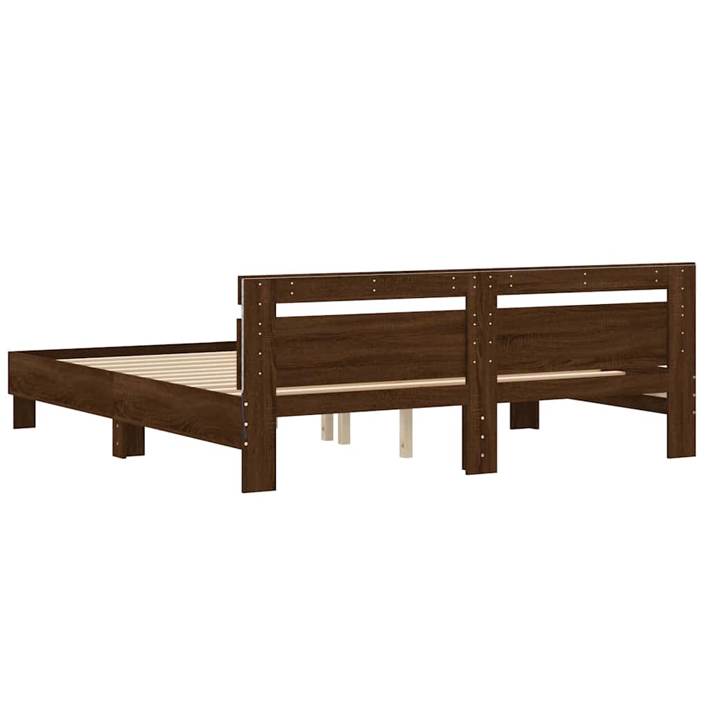 Cadre de lit avec LED sans matelas chêne marron 180x200 cm - XIOS
