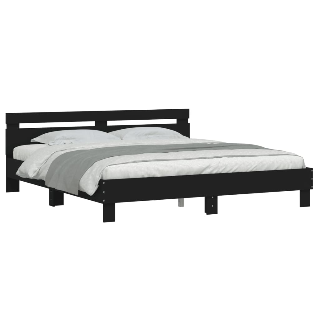 Cadre de lit avec LED sans matelas noir 160x200 cm - XIOS