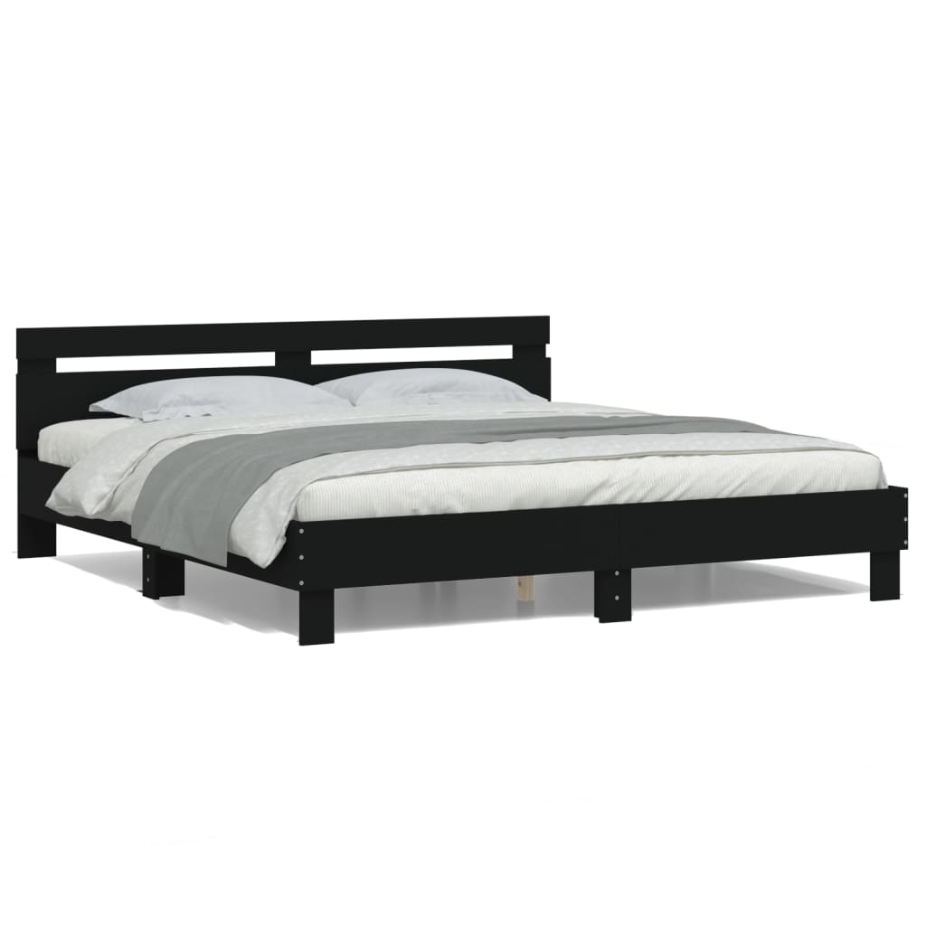 Cadre de lit avec LED sans matelas noir 160x200 cm - XIOS