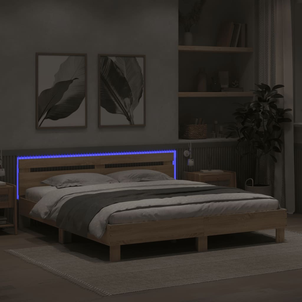 Cadre de lit avec LED sans matelas chêne sonoma 160x200 cm - XIOS