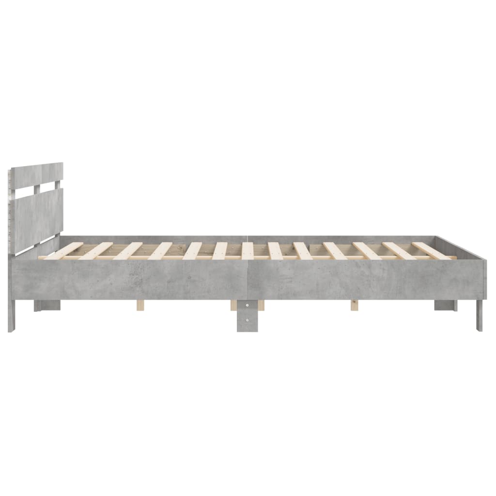 Cadre de lit avec LED sans matelas gris béton 160x200 cm - XIOS