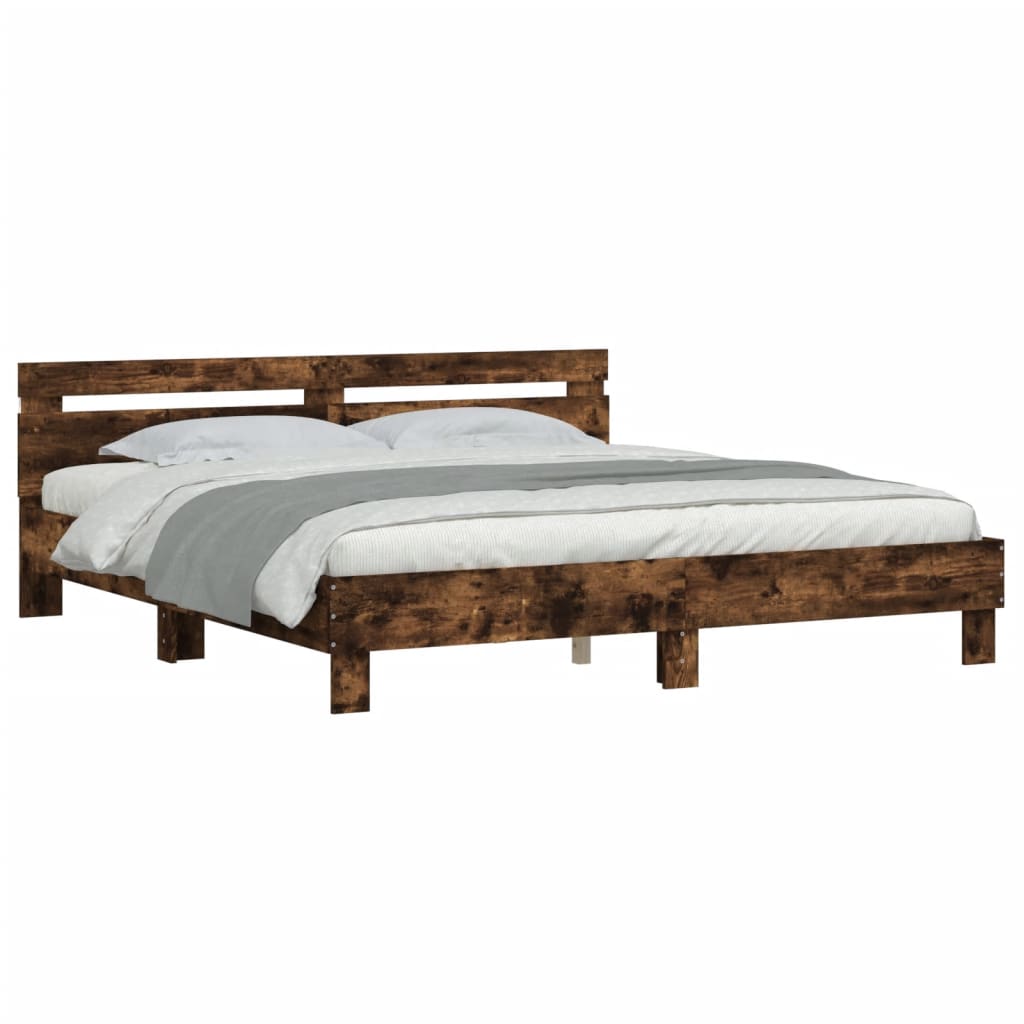 Cadre de lit avec LED sans matelas chêne fumé 160x200 cm - XIOS