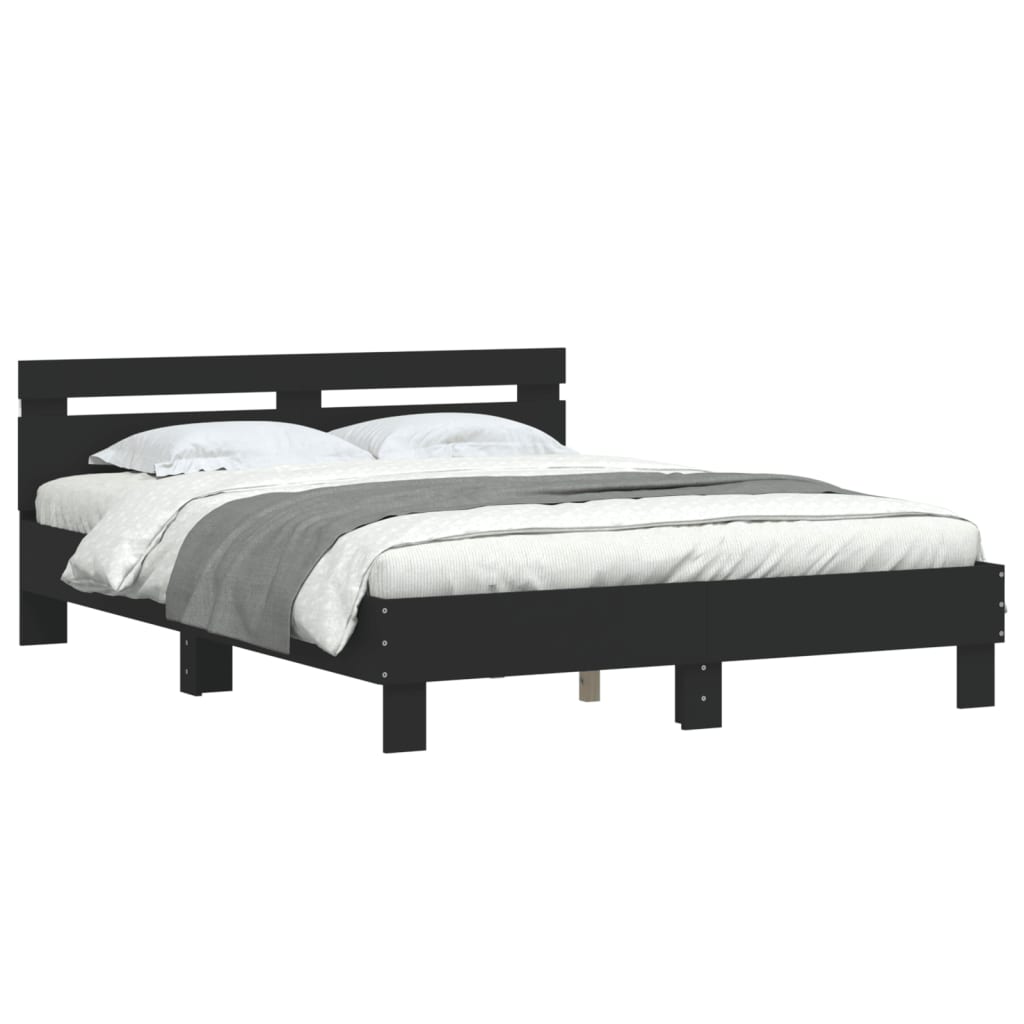 Cadre de lit avec LED sans matelas noir 150x200 cm - XIOS