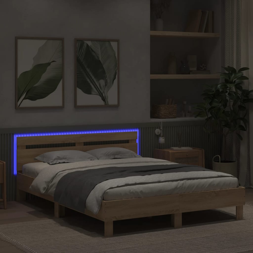 Cadre de lit avec LED sans matelas chêne sonoma 150x200 cm - XIOS